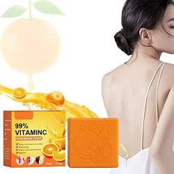 100 g Orange Vitamin C handgefertigte Seife, natürliche Bio-Seife mit 99 % Vitamin C und Orangenextrakt, für Gesicht und Körper, Peeling, feuchtigkeitsspendende Aufhellungspflege (1 Stück) von Aumude