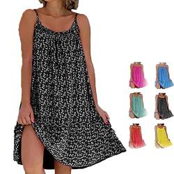 CamiBloom - Floral Printed Camisole Dress, Women's Summer Loose-fit Sleeveless Mini Dress (M, Black) von Aumude
