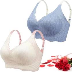 ELROSOY Jelly Gel Shaping BH, Elrosy Jelly Gel Shaping Bra All Day Tender Care Jelly Gel Bra Posture Correction Bra Wireless Push Up Comfort Breathable Bra for Women, Blau/Weiß, XX-Large von Aumude