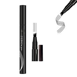 Ziborn Microblade Brow Pen, Ziborn 4 Tip Microblade Brow Pen, Eyebrow Pen, Micro 4 Point Makeup Pens, Waterproof and Professional Eyebrow Definer, Create Fluffy Eyebrows (Black) von Aumude