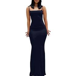 Aunaeyw Women Spaghetti Strap Cutout Maxi Dress Backless Slim Fit Split Long Dress Fishtail Skirt Night Party Dress (Black, M) von Aunaeyw