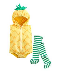 Kleinkind -Säugling Baby Avocado Ananas Obst Obst Costud Rmper Jumpsuit Legging 2pcs Outfit (Gelb-70) von Aunaeyw