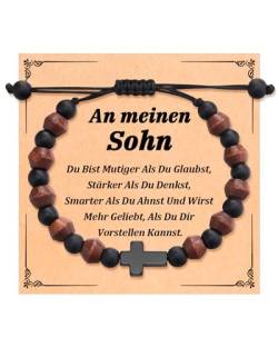 Aunis Holzperlen-Kreuz-Armband für meinen Sohn, Geburtstag, Taufe, Weihnachtsgeschenke von Aunis