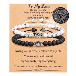 Aunis Pärchen Armband 2 Pcs Jahrestag Geschenk Für Ihn/Sie, 100 Sprachen Ich liebe dich Geschenke für Ehemann Ehefrau Freund Freundin von Aunis