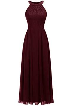 Dressystar 0040 Damen Maxi Lang Abendkleider Elegant Spitzen Ballkleid Ärmellos Hochzeit Burgundy L von Aupuls