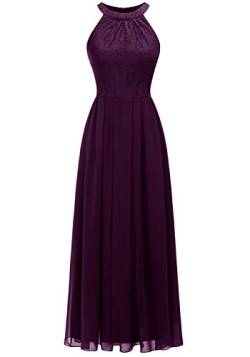 Dressystar 0040 Damen Maxi Lang Abendkleider Elegant Spitzen Ballkleid Ärmellos Hochzeit Grape L von Aupuls