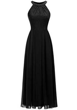 Dressystar 0040 Damen Maxi Lang Abendkleider Elegant Spitzen Ballkleid Ärmellos Hochzeit Schwarz XL von Aupuls