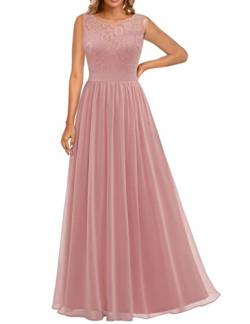 Dressystar 0046 Abendkleid Basic Chiffon Spitzen Ärmellos Brautjungfernkleider Bodenlang Blush L von Aupuls