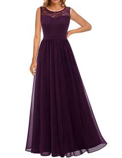 Dressystar 0046 Abendkleid Basic Chiffon Spitzen Ärmellos Brautjungfernkleider Bodenlang Grape S von Aupuls