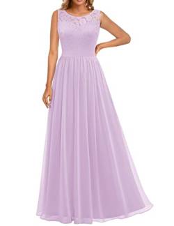 Dressystar 0046 Abendkleid Basic Chiffon Spitzen Ärmellos Brautjungfernkleider Bodenlang Lavender L von Aupuls