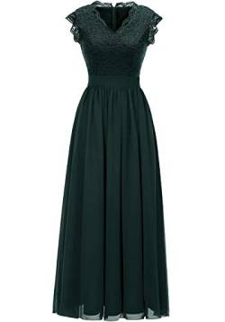 Dressystar Damen Elegant Ballkleider V-Ausschnitt Flora Spitze Chiffon Lang Cocktailkeider Abendkleider Grün L von Aupuls