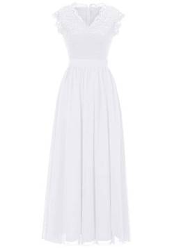 Dressystar Damen Spitzenkleid Abendkleid Lang Elegant für Hochzeit Party Kleid Cocktailkleid Konfirmationskleider Weiß M von Aupuls