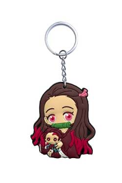 Aurabeam Nezuko sitzend Dämonen Jäger Demons Slayer Schlüsselanhänger Japanisches Anime & Manga Figur Anhänger Ring Geschenk von Aurabeam