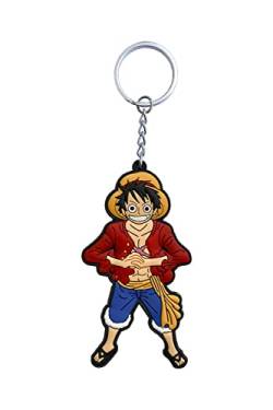 Aurabeam ONE Piece, Monkey D. Ruffy (Luffy) Schlüsselanhänger aus Gummi, Japanischer Anime & Manga, Accessoires Geschenk Figur, Schlüsselring Anhänger von Aurabeam