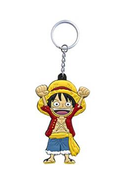 Aurabeam ONE Piece, Monkey D. Ruffy (Luffy) Schlüsselanhänger aus Gummi, Japanisches Anime & Manga, Accessoires Geschenk Figur, Schlüsselring Anhänger von Aurabeam