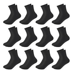 Auranso 12 Paar Kinder Socken Mädchen Jungen Kindersocken Sportsocken Schwarz 23-26 von Auranso