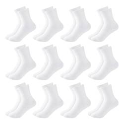 Auranso 12 Paar Kinder Socken Mädchen Jungen Kindersocken Sportsocken weiß 35-38 von Auranso