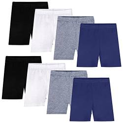 Auranso 8er Set Radlerhose Kinder Mädchen Kurze Leggings Shorts Unterhosen Sport Tanz für 2-10 Jahre 8-10 Jahre Schwarz/Weiß/Grau/Navy Blau von Auranso