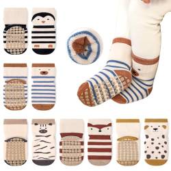 Auranso Anti Rutsch Socken Baby Stoppersocken Kinder Dicke Socken Winter Warme krabbelsocken für Mädchen Jungen 5 Paar A 3-5 Jahre von Auranso