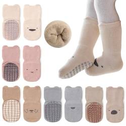 Auranso Anti Rutsch Socken Baby Stoppersocken Kinder Dicke Socken Winter Warme krabbelsocken für Mädchen Jungen 5 Paar D 1-3 Jahre von Auranso