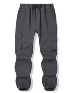 Auranso Jungen Cargohose Kinder Jogginghose Cargo Jogger Hose mit Elastischem Bund Grau 134-140 von Auranso