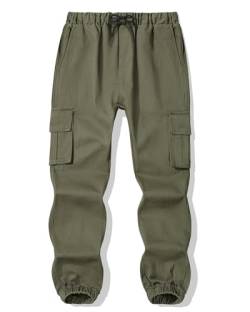 Auranso Jungen Cargohose Kinder Jogginghose Cargo Jogger Hose mit Elastischem Bund Grün 146-152 von Auranso