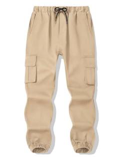 Auranso Jungen Cargohose Kinder Jogginghose Cargo Jogger Hose mit Elastischem Bund Khaki 146-152 von Auranso