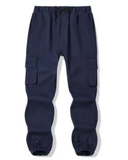 Auranso Jungen Cargohose Kinder Jogginghose Cargo Jogger Hose mit Elastischem Bund Marineblau 170-176 von Auranso