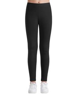 Auranso Leggings Mädchen Sport Baumwolle Kinder Hosen Lange Blickdicht 140-146 Schwarz von Auranso