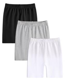 Auranso Radlerhose Kinder Shorts für Mädchen Kurze Baumwolle Leggings 3er-Pack 122-128 Schwarz/Grau/Weiß von Auranso