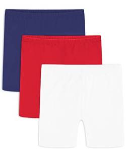 Auranso Radlerhose Mädchen Baumwolle Shorts 5-14 Jahre Kinder Kurze Leggings 3 Pack 10-12 Jahre Blau/Rot/Weiß von Auranso