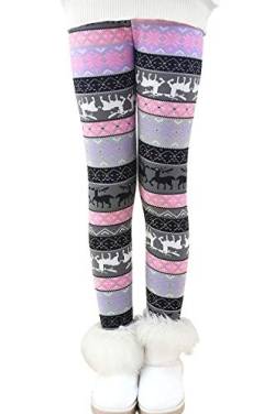 Auranso Thermo Leggings Mädchen Kinder Gefütterte Winterleggins Dick Thermohose Lila C 140-146 von Auranso