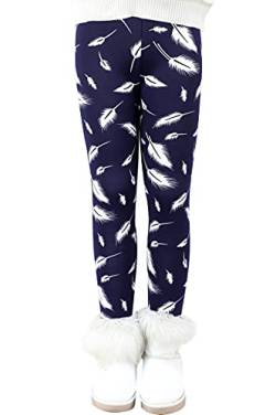 Auranso Thermo Leggings Mädchen Kinder Gefütterte Winterleggins Dick Thermohose Marineblau 134-140 von Auranso