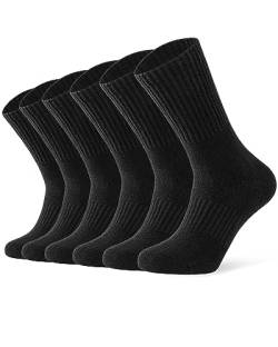 Auranso kinder Socken Sportsocken Tennissocken für Jungen Mädchen Socken Kindersocken,6 Paar Schwarz 23-26 von Auranso