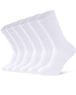 Auranso kinder Socken Sportsocken Tennissocken für Jungen Mädchen Socken Kindersocken,6 Paar weiß 23-26 von Auranso