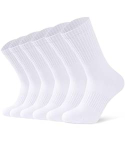 Auranso kinder Socken Sportsocken Tennissocken für Jungen Mädchen Socken Kindersocken,6 Paar weiß 27-30 von Auranso
