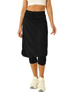 Damen Tennisrock mit integrierten Leggings, 50,8 cm, knielang, mit Taschen, schwarz, Mittel von Aurgelmir