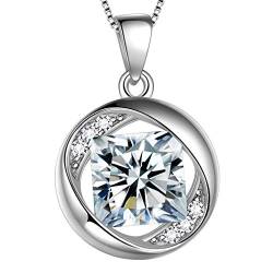 Aurora Tears April Birthstone Necklace 925 Sterling Silver White CZ Birth Stone Pendant Jewellery Gifts for Women and Girls DP0029W von Aurora Tears