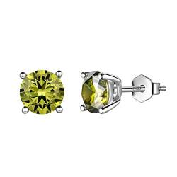 Aurora Tears August Birthstone Ohrstecker 925 Sterling Silber Grün Peridot Birthstone Ohrring Birth Stone Schmuck Geschenke für Frauen und Männer DE0214A von Aurora Tears