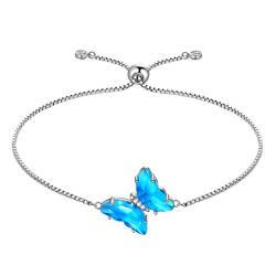 Aurora Tears Blaue Schmetterling Herz Armbänder Frauen 925 Sterling Silber Tier Schmetterlinge März Erstellt Aquamarin Birthstone Armband Kristall Hochzeit Geburtstag Schmuck DB0119M von Aurora Tears