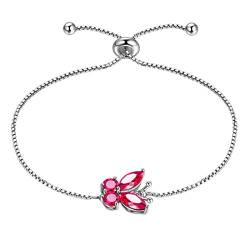 Aurora Tears Damenschmuck Schmetterling Armband 925 Sterling Silber Juli Birthstone Ringe Red Ruby Eröffnung verstellbare Armband Zirkonia Gfits DB0111R von Aurora Tears