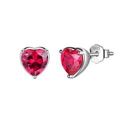 Aurora Tears July Birthstone Stud Earrings Love Heart 925 Sterling Sliver Heart-shaped Birthstone Earring Birth Stone Jewelry Gifts for Women and Men DE0228R von Aurora Tears