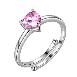 Aurora Tears October Birthstone Adjustable Rings Love Heart 925 Sterling Sliver Heart-shaped Birthstone Open Ring Birth Stone Jewelry Gifts for Women and Men DR0121O von Aurora Tears