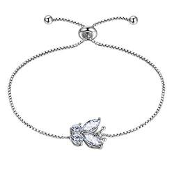 Aurora Tears Schmetterling verstellbare Armband 925 Sterling Silber April Birthstone White CZ Eröffnung Armband Tiere Schmuck Geschenk für Frauen und Mädchen DB0111W von Aurora Tears