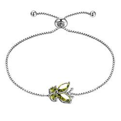 Aurora Tears Schmetterling verstellbare Armband 925 Sterling Silber August Birthstone grün Peridot Eröffnung Armband Tiere Schmuck Geschenk für Frauen und Mädchen DB0111A von Aurora Tears