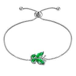 Aurora Tears Schmetterling verstellbare Armband 925 Sterling Silber Mai Birthstone Green Emerald Eröffnung Armband Tiere Schmuck Geschenk für Frauen und Mädchen DB0111G von Aurora Tears