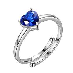 Aurora Tears September Birthstone Adjustable Rings Love Heart 925 Sterling Sliver Heart-Shaped Birthstone Open Ring Birth Stone Jewelry Gifts for Women and Men DR0121S von Aurora Tears