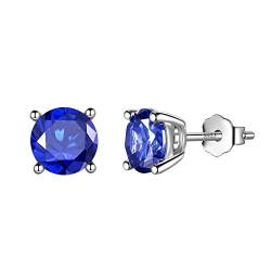 Aurora Tears September Birthstone Ohrstecker 925 Sterling Silber Blue Sapphire Birthstone Ohrring Birth Stone Schmuck Geschenke für Frauen und Männer DE0214S von Aurora Tears