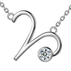 Aurora Tears Widder Halsketten 925 Sterling Silber 12 Sternzeichen Anhänger Seitwärts Konstellation Horoskop mit Zirkonia Schmuck Geschenk für Frauen und Mädchen DP0177B von Aurora Tears