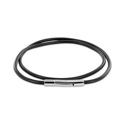AURORIS Halskette/Armband - Kautschukband schwarz Dicke 3mm mit Hebeldruckverschluss aus 304 Edelstahl - Länge: 40cm von Auroris